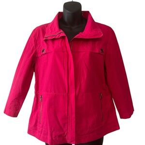Chicos Women's Magenta Pink Lightweight Cotton Windbreaker Jacket Size L